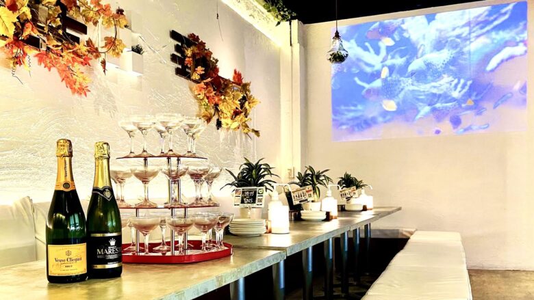 渋谷ガーデンホールのシャンパンタワー